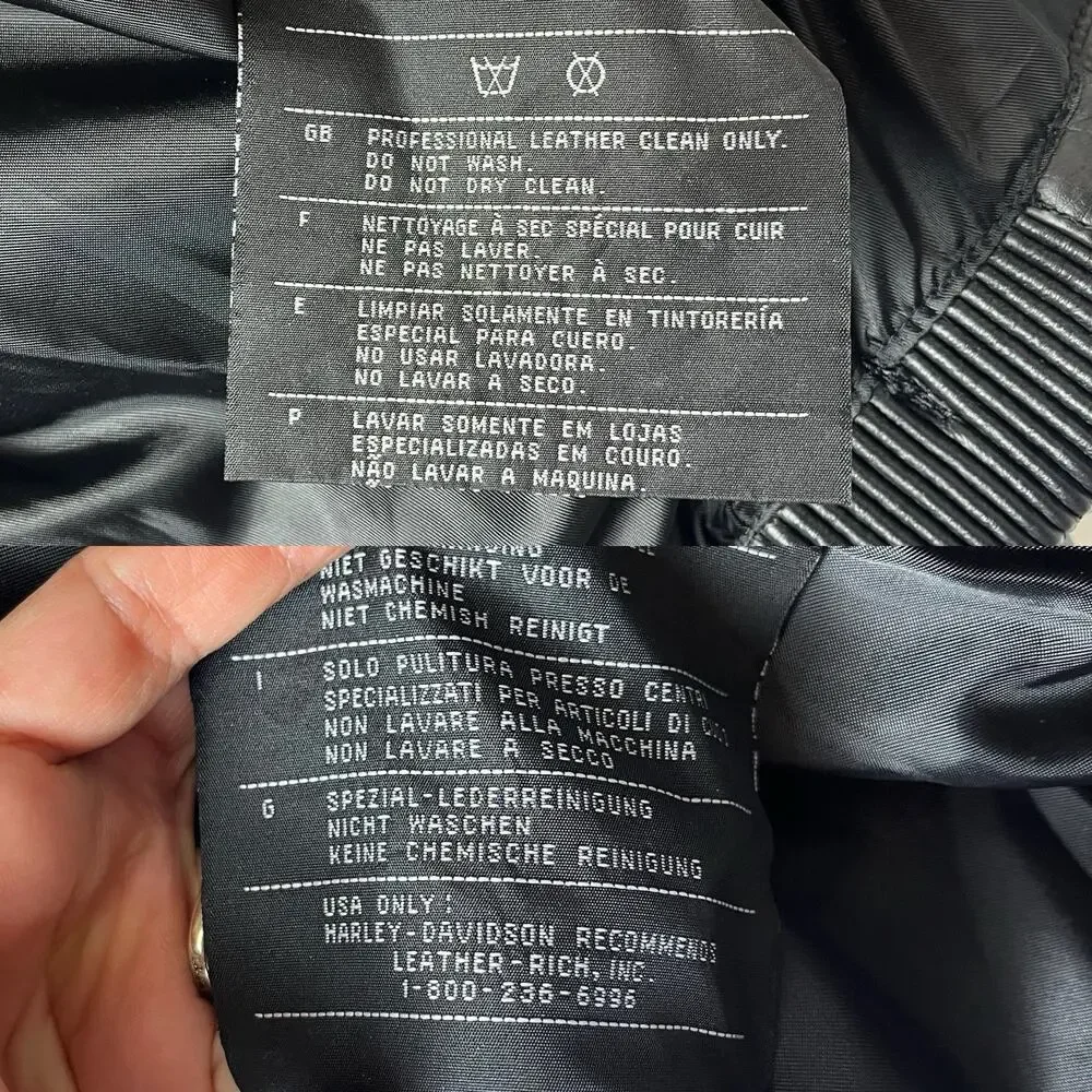 Harley Davidson Men's black leather jacket Embroidered logo front & back Size M
